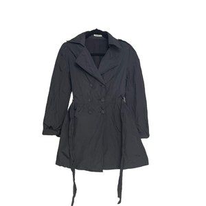 Peppe Peluso Women's Long Sleeve Black Trench Coat Size S